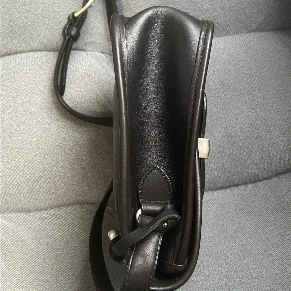 Brighton Black Leather Crossbody w/ Faux Alligator Trim